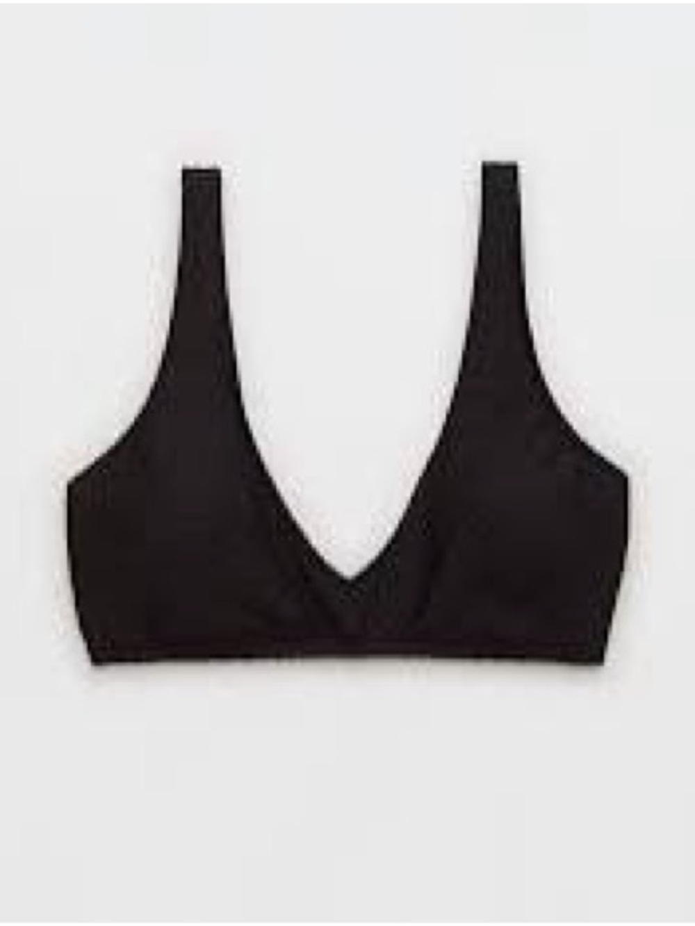 aerie Black Textured V-Neck Bikini Top and bottom - Picture 4 of 7